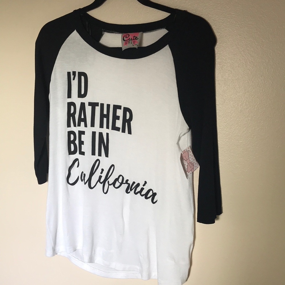 Daisy Shoppe California Baseball Tee-B/W-Small-NWT